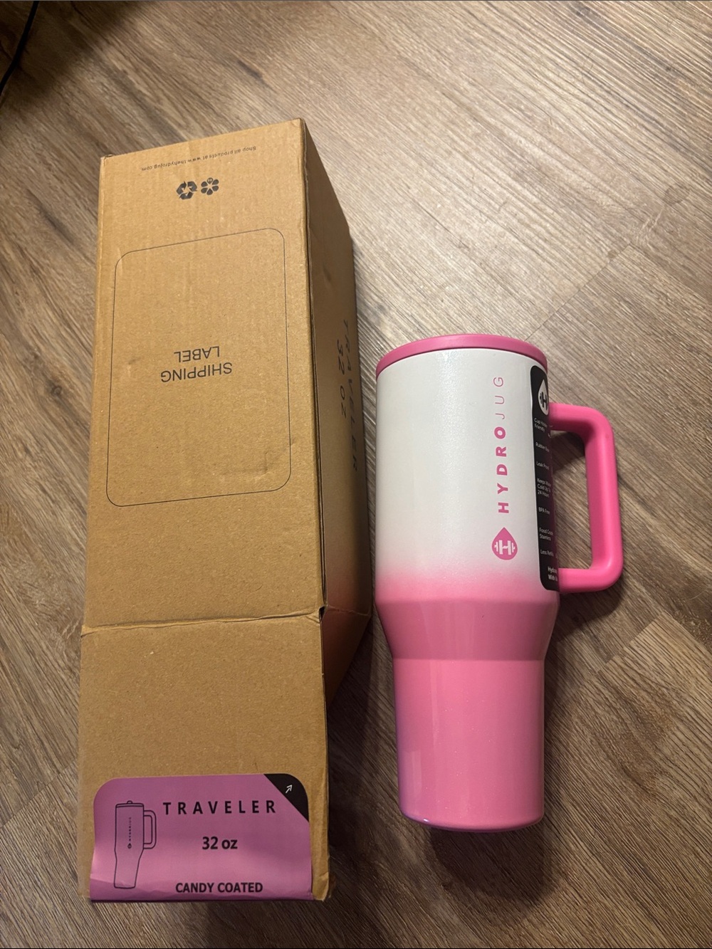 HydroJug Traveler Tumbler - Pink & White Candy Coated